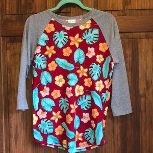 LulaRoe Randy 3/4 sleeve Tropical shirt